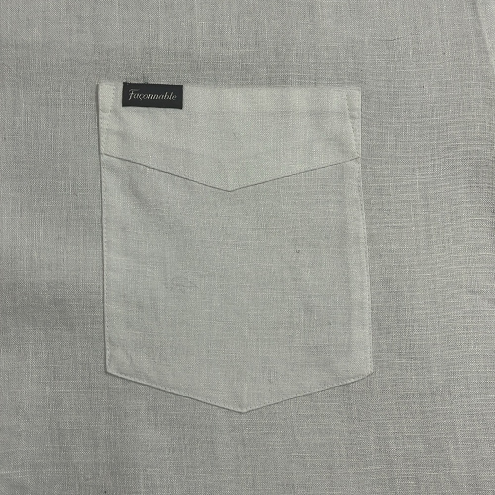 NWOT Façonnable Classique Men's White Shortsleeved Linen Shirt - Picture 3 of 3